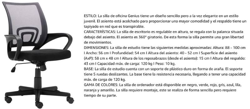 sillas de escritorio para oficina de Hipecor